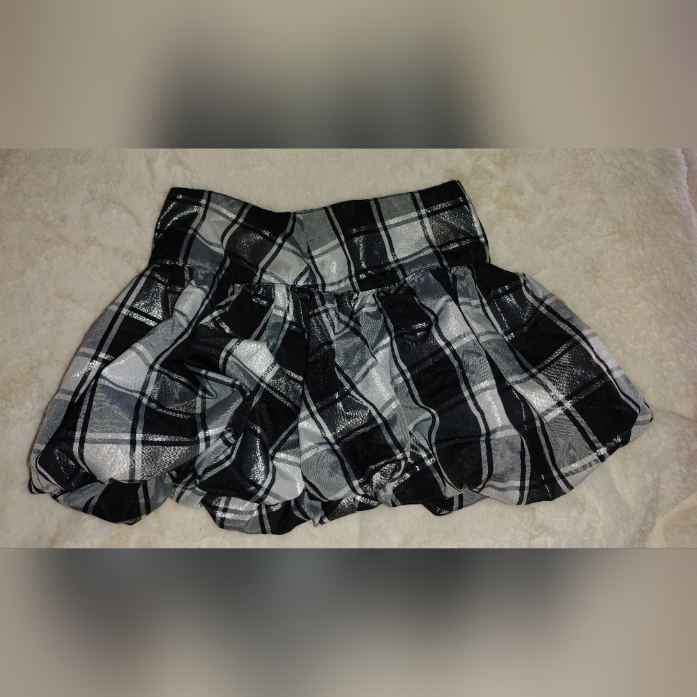 Justice Puffy Skirt Girls Size 6 Black/White Plaid